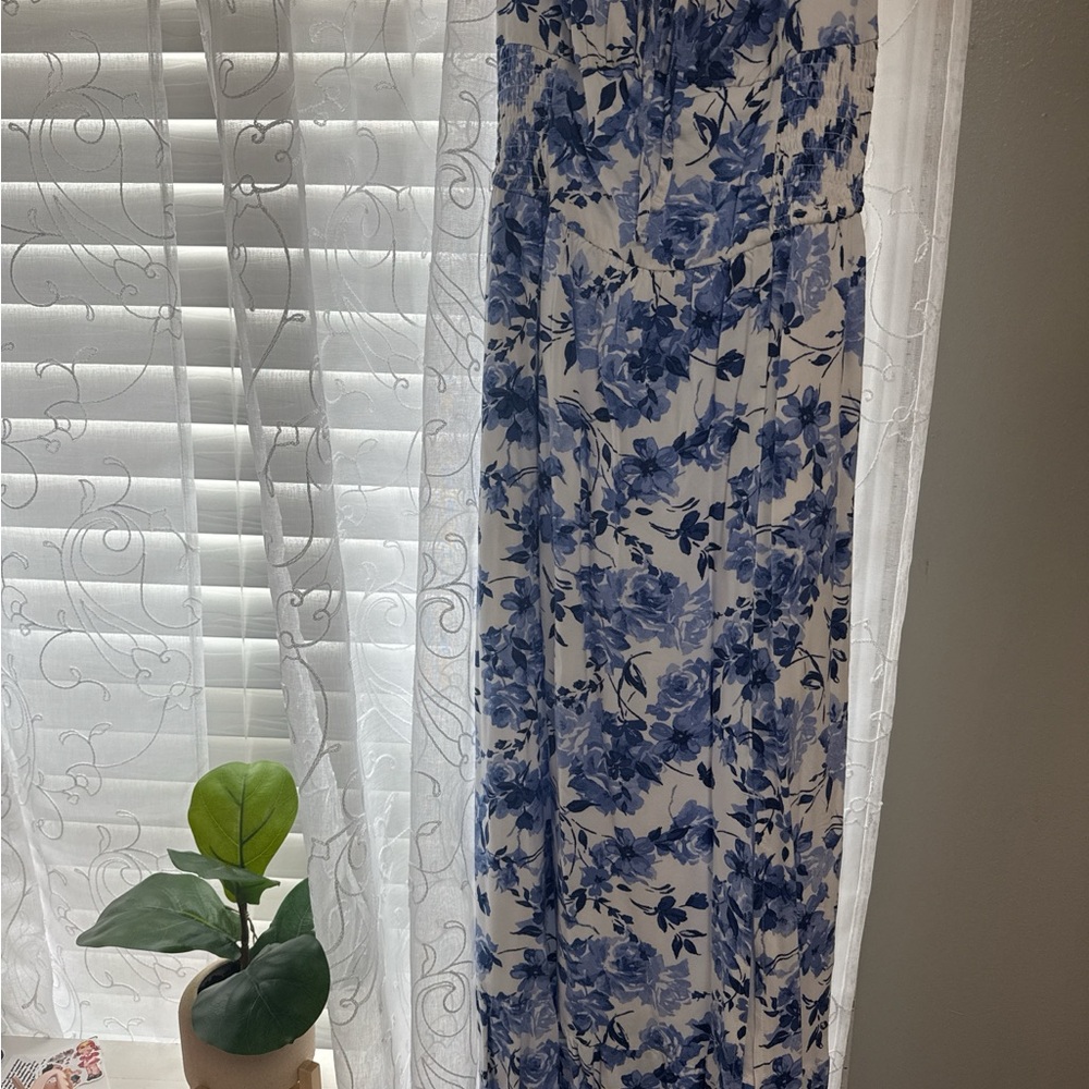 Floral Blue and White Maxi Dress